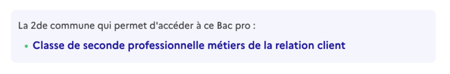 Familles de métiers, seconde commune